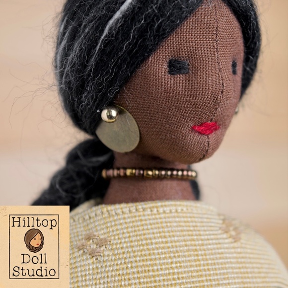 Fabric Doll "Annie" Handcrafted Textile Cloth Heirloom Primitive Doll - Picture 8 of 11